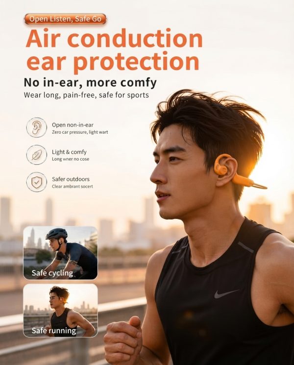 E900 Bone Conduction AI Headphones with Camera, Open Ear Headphones